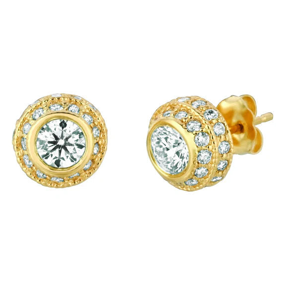 Boucle d'Oreille Réel Diamant 3 Carats Or Jaune 14K