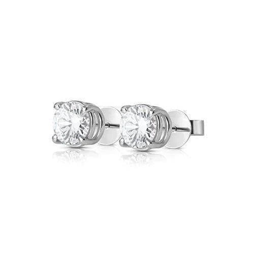 Boucle d'Oreille Réel Diamant Rond 1.30 Carat Or Blanc 14K