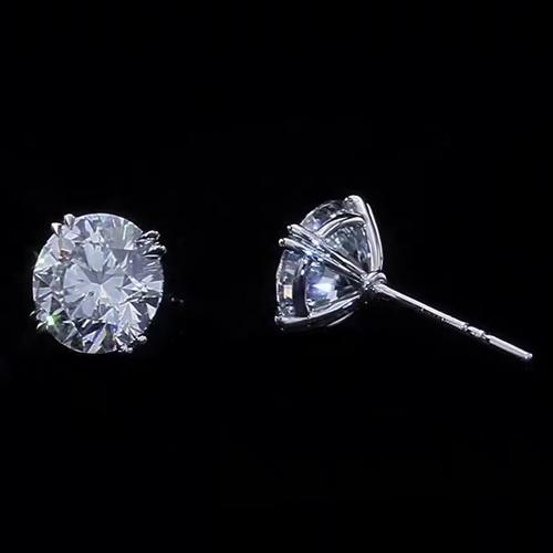 Boucles D'Oreilles Clous D'Oreilles À Véritable Diamants Solitaires 3 Ct En Or Blanc Femme