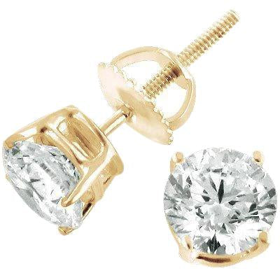 Boucles D'Oreilles Clous D'Oreilles En Or Jaune 14 Carats 5.80 Carats Naturel Diamants Coupe Ronde