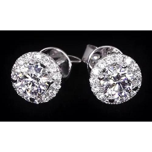 Boucles D'Oreilles Clous D'Oreilles Halo De Véritable Diamants 2.32 Carats