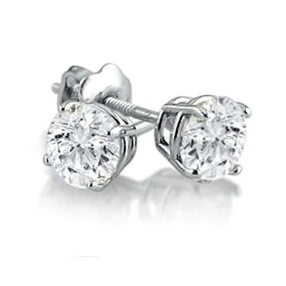 Boucles D'Oreilles Clous D'Oreilles Réel Diamants Coupe Ronde 2.00 Carats Or Blanc 14 Carats Neuf