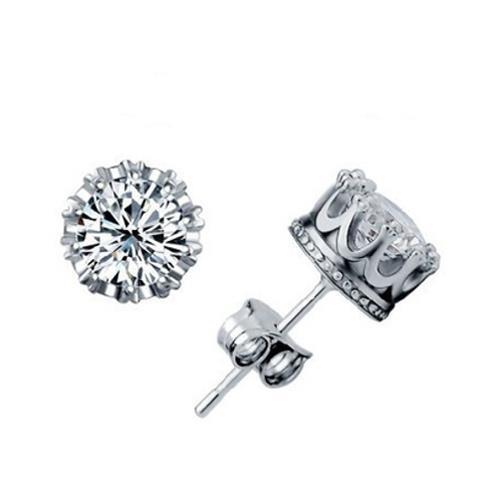 Boucles D'Oreilles Clous Femme Réel Diamants 2.50 Carats Or Blanc 14K