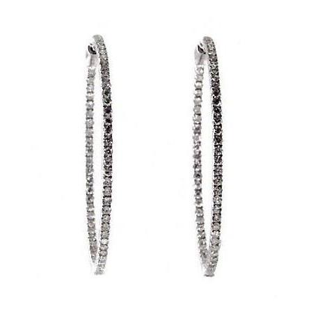 Boucles D'Oreilles Créoles Pour Dame De 3 Carats F Vs En Naturel Diamants Taille Ronde Or Blanc 14K