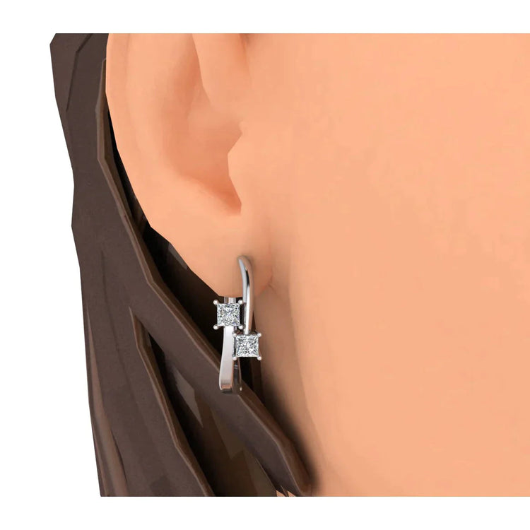 Boucles D'Oreilles Créoles Taille Princesse 2 Réel Diamants