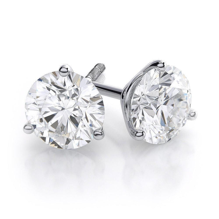 Boucles D'Oreilles En Naturel Diamant 3 Carats Rondes Serties De Bijoux En Or Blanc Pour Dame