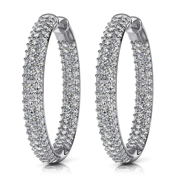 Boucles D'Oreilles En Or Blanc 14K Pour Femmes En Réel Diamants De Taille Ronde 8 Carats