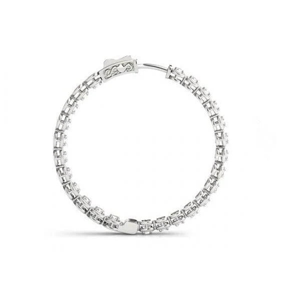 Boucles D'Oreilles En Or Massif 14K Avec Réel Diamants Ronds De 1,50 Carat