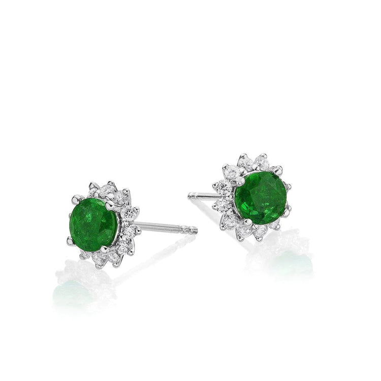 Boucles D'Oreilles Femme 10.20 Carats Emeraude Vert Et Diamant Or Blanc 14K