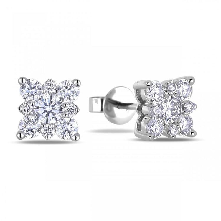 Boucles D'Oreilles Lady Studs Lady Réel Diamonds Round Cut 4.20 Carats Or Blanc
