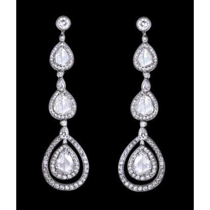 Boucles D'Oreilles Lustre En Réel Diamant De 3 Carats Boucle D'Oreilles En Diamant Poire
