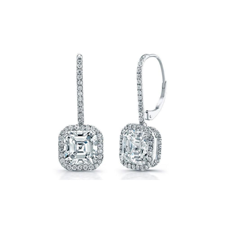 Boucles D'Oreilles Pendantes Dames Serties De Naturel Diamants 4.90 Carats Or Blanc 14K
