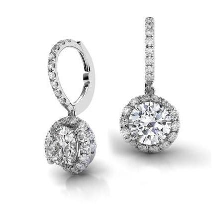 Boucles D'Oreilles Pendantes Dames Serties De Naturel Diamants 5.30 Carats Or Blanc 14K