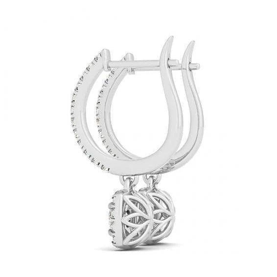 Boucles D'Oreilles Pendantes Réel Diamants Ronds De 3.00 Carats. Blanc 14K