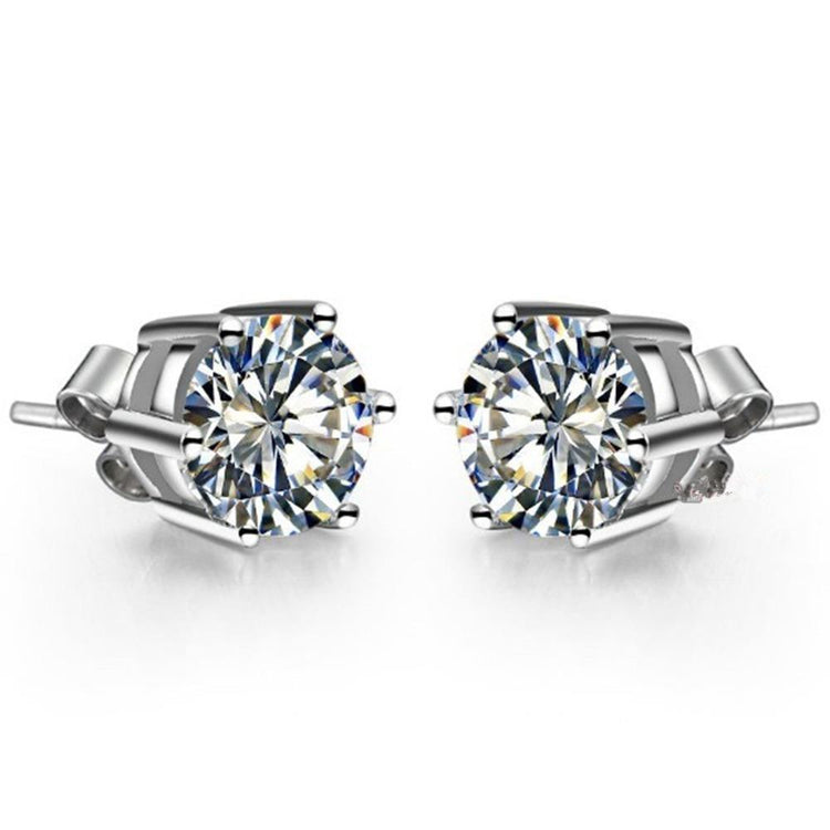 Boucles D'Oreilles Pour Femme Avec Naturel Diamants Étincelants De Coupe Ronde De 2.10 Cts En Or Blanc 14K