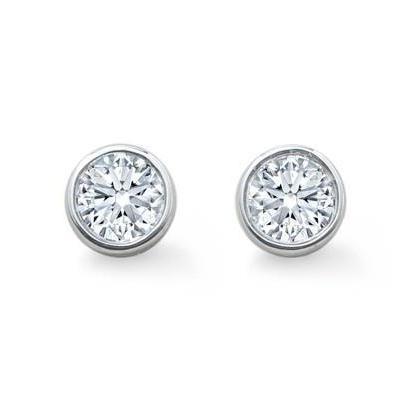 Boucles D'Oreilles Réel Diamant Coupe Ronde Serti Clos Or Blanc 2.50 Carats 14K
