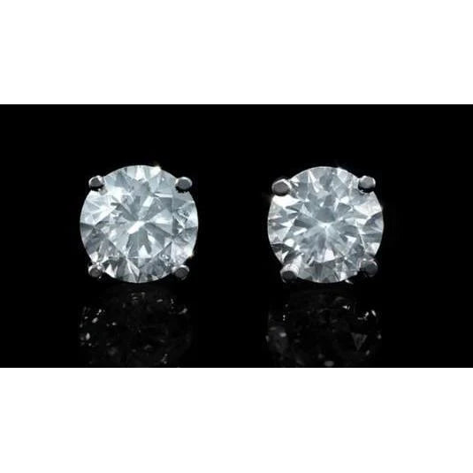 Boucles D'Oreilles Réel Diamant Rond 2.5 Carats Or Blanc 14K