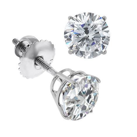 Boucles D'Oreilles Réel Diamant Rond Solitaire 4ct