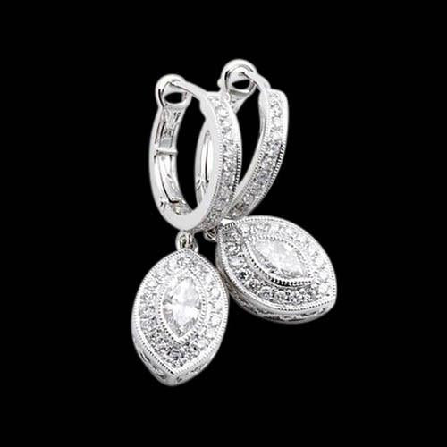 Boucles D'Oreilles Réel Diamants 3 Carats Paire De Boucles D'oreilles Style Pendantes En Or Blanc Nouveau