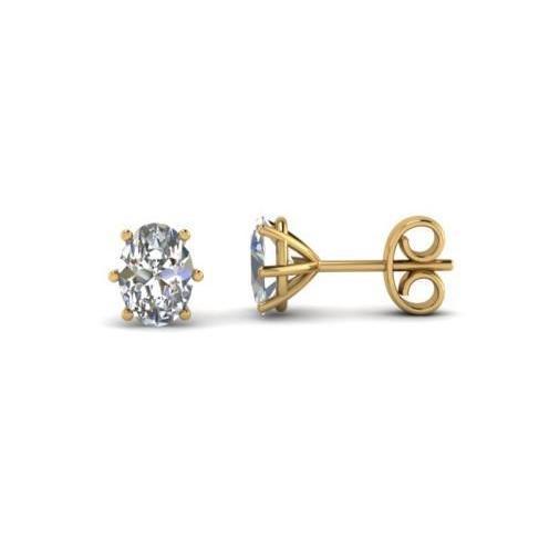 Boucles D'Oreilles Réel Diamants Taille Ovale F Vs1 2.50 Carats Or Jaune 14K