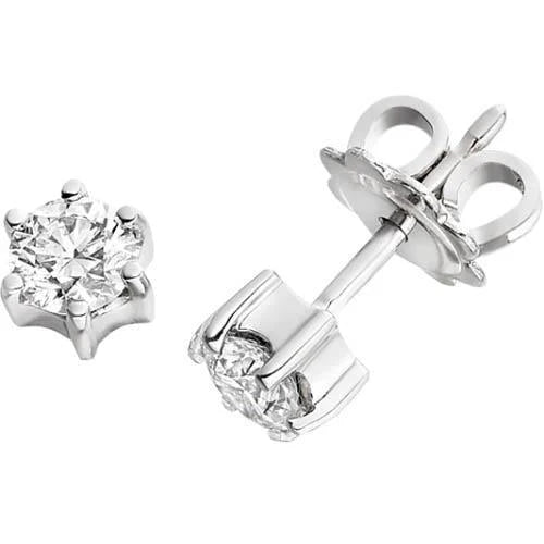 Boucles D'Oreilles Rondes A Six Griffes De 2.00 Carats Avec Réel Diamants WG 14K
