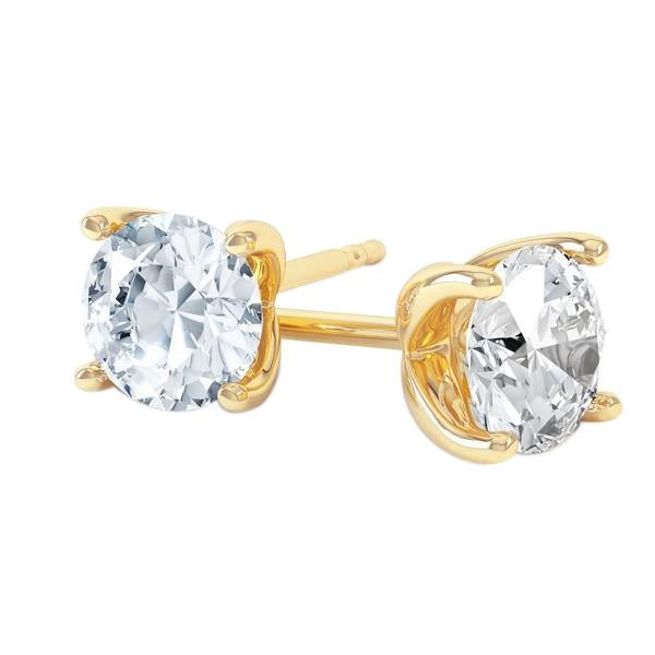 Boucles D'Oreilles Scintillantes En Naturel Diamants Ronds De 3.00 Carats En Or Jaune 14K