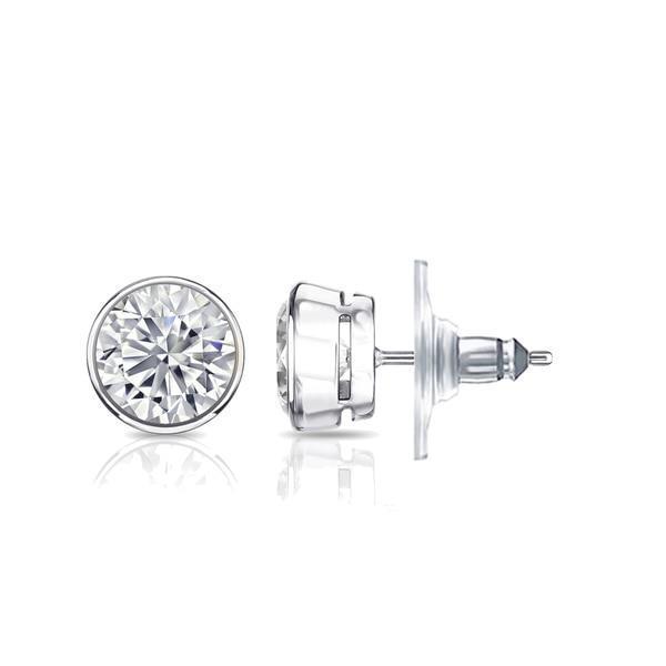 Boucles D'Oreilles Serties De Réel Diamants Ronds De 2.50 Cts Sertis Clos Étincelants