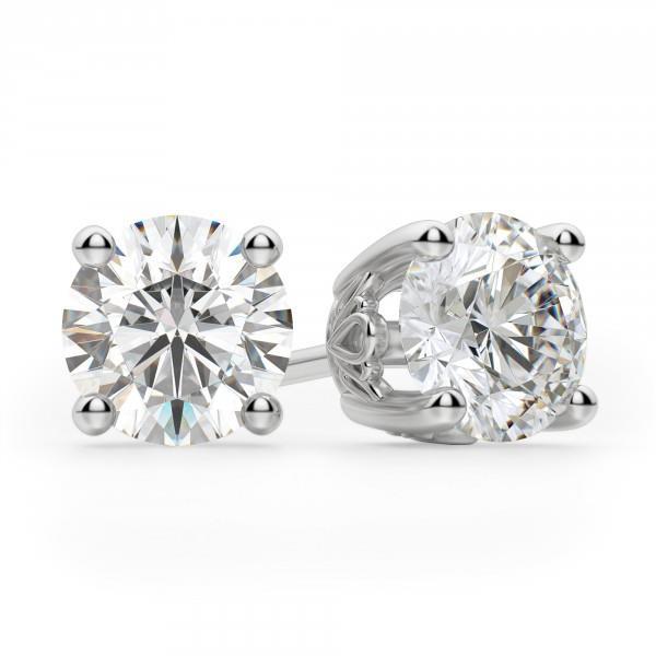 Boucles D'Oreilles Véritable Diamants Coupe Ronde De 3.50 Ct En Or Blanc 14K