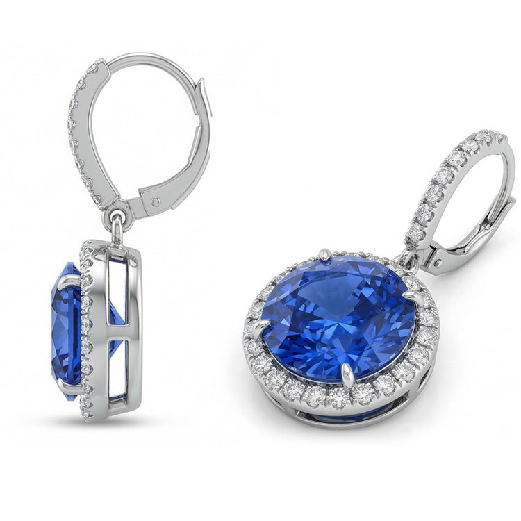 Boucles D'oreilles Pendantes Emeraude 6.50 Carats Et Diamants Naturels Extraits des Mines ( et non cultivés en laboratoire ) Or Blanc 14K
