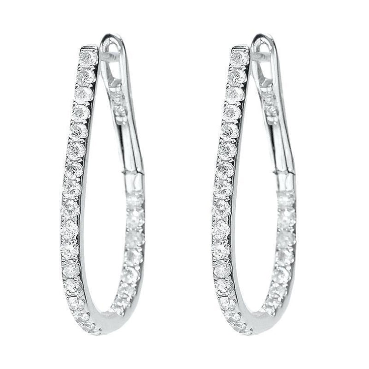 Boucles D'oreilles Cerclées De Réel Diamants Ronds de 4 Carats F Vvs1 Taille Brillante