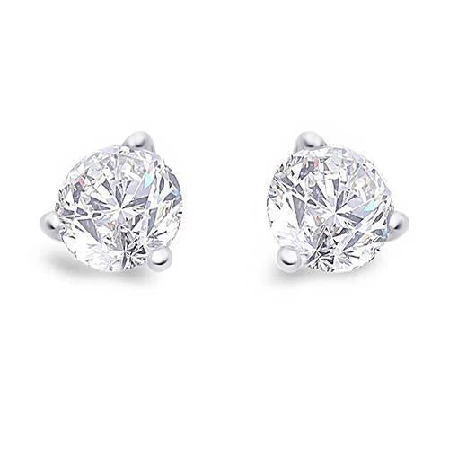 Boucles D'oreilles Clous D'Oreilles Réel Diamant Solitaire Rond 1.5 Carats Serti De Griffes En Or Blanc