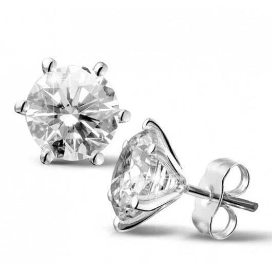 Boucles D'oreilles Clous De Réel Diamants En Or Blanc 6 Carats 14K