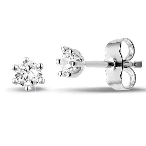 Boucles D'oreilles Clous D'oreilles Diamants Coupe Ronde 2.50 Ct Sertie Six Griffes Or Blanc