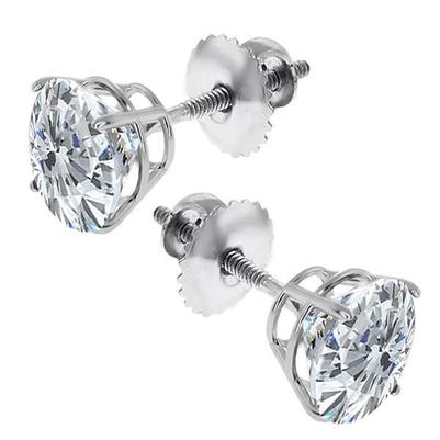 Boucles D'oreilles Clous D'oreilles En Or Blanc 14K 4.50 Carats Avec Véritable Diamants Etincelants