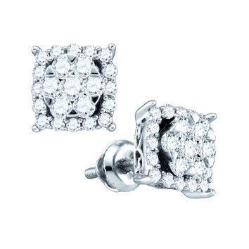 Boucles D'oreilles Clous D'oreilles Femme 3.00 Ct Coupe Ronde Sertie De Véritable Diamants Or Blanc