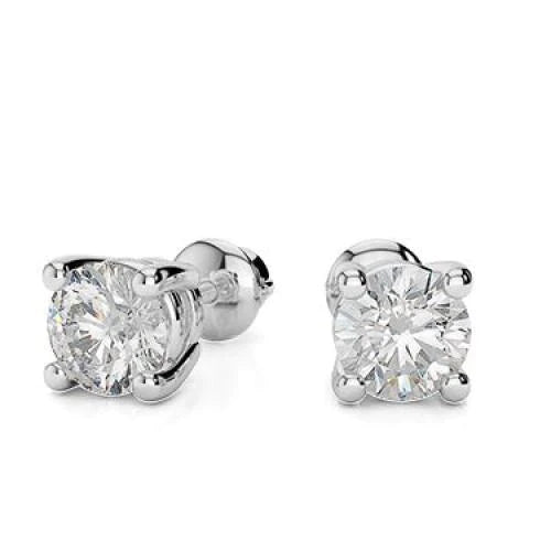 Boucles D'oreilles Clous D'oreilles Réel Diamant Rond 1.60 Carats Or Blanc 14K