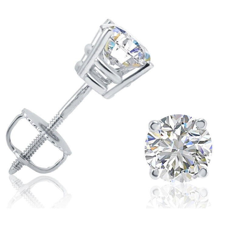 Boucles D'oreilles Clous D'oreilles Réel Diamants Etincelants Ronds 3.50 Carats Or Blanc 14K