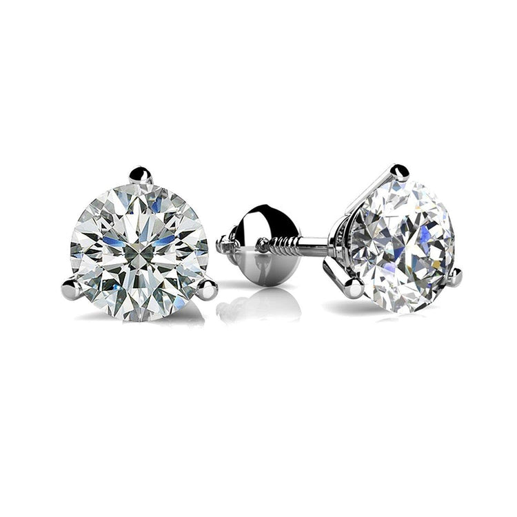 Boucles D'oreilles Clous D'oreilles Véritable Diamant Coupe Ronde Pour Femmes 3 Carats Or Blanc 14K