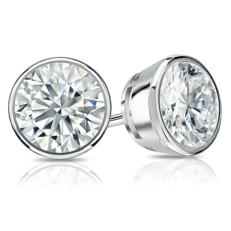 Boucles D'oreilles Clous Femme 4.00 Carats Naturel Diamants Or Blanc 14K Nouveau