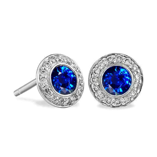 Boucles D'oreilles Clous Saphir Rond
