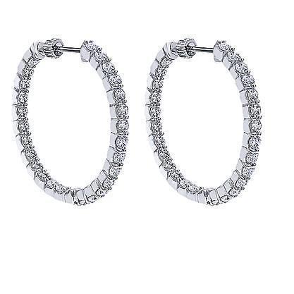 Boucles D'oreilles Créoles Or Blanc Superbes 5.70 Ct Naturel Diamants Taille Brillant Lady
