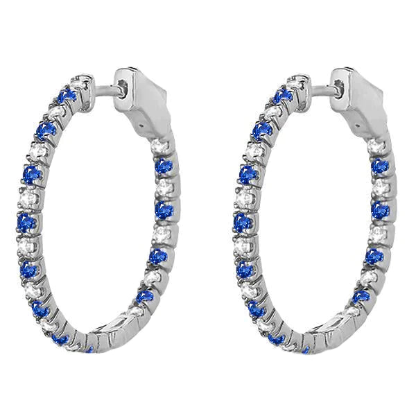 Boucles D'oreilles Créoles Saphirs Et Diamants Pour Femme