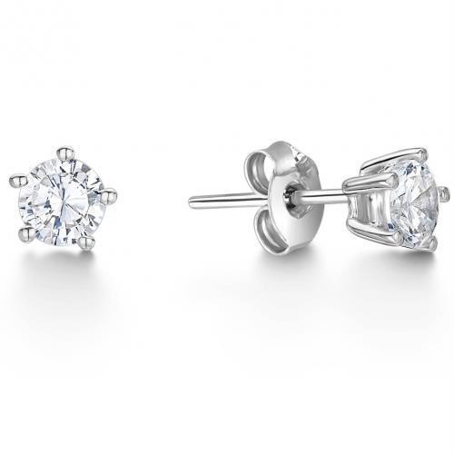 Boucles D'oreilles Dames Réel Diamants Coupe Ronde 3.50 Carats Or Blanc 14K