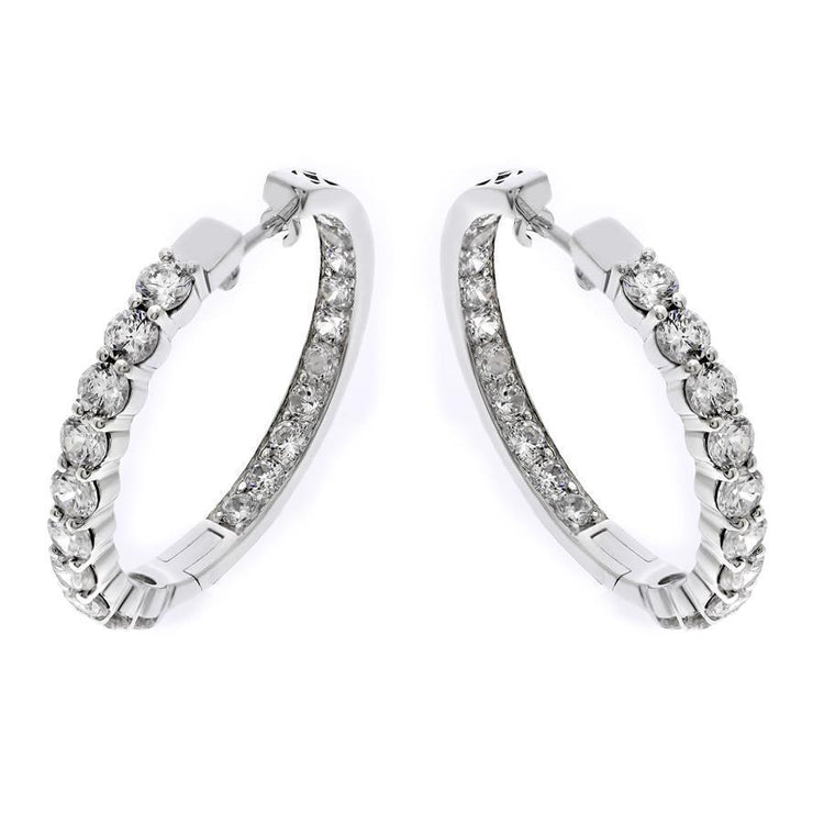 Boucles D'oreilles En Or Blanc 14K Avec 3,20 De Carats De Réel Diamants Pour Dame