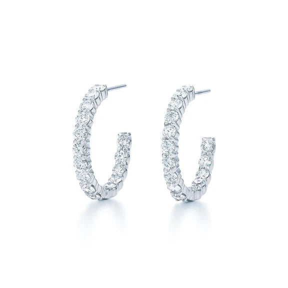 Boucles D'oreilles En Or Blanc De 5 Carats Avec Réel Diamants Brillant