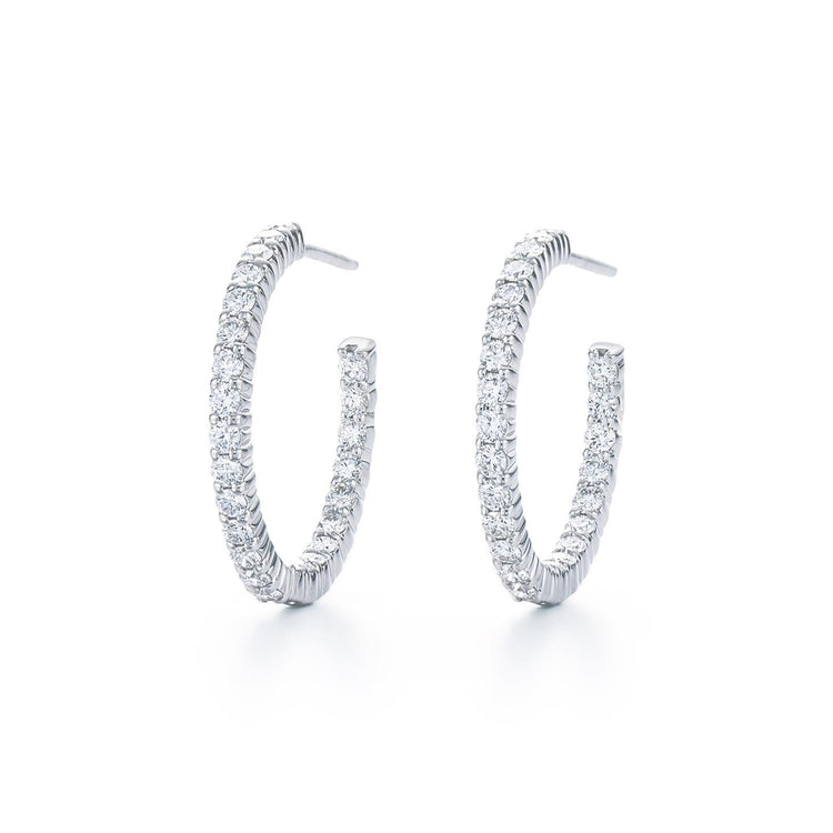 Boucles D'oreilles F Vvs1 Anneau En Or Blanc 14K Avec Véritable Diamants De Taille Ronde De 4,20 Carats