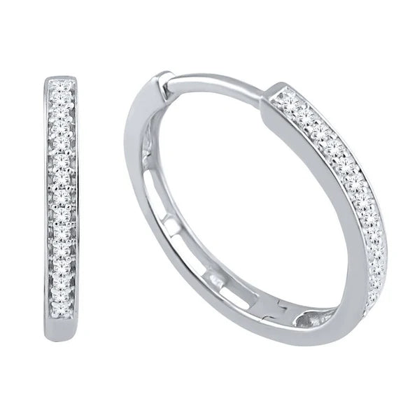 Boucles D'oreilles F Vvs1 Cerceau En Réel Diamants Ronds De 2,10 Carats En Or Blanc 14K