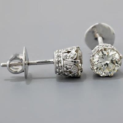Boucles D'oreilles Femme Véritable Diamants Coupe Ronde 3.68 Carats Or Blanc 14K