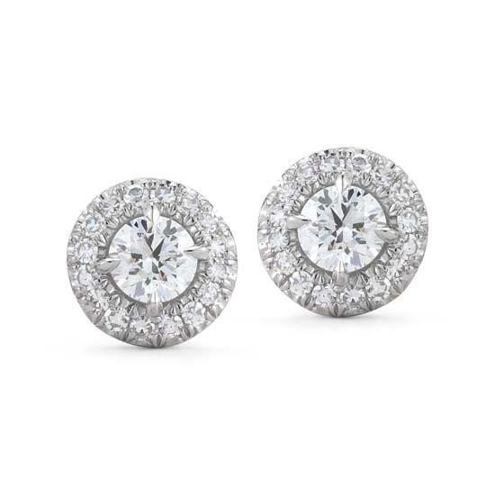 Boucles D'oreilles Naturel Diamants Coupe Ronde 1.82 Carats Halo Or Blanc 14K