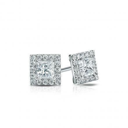 Boucles D'oreilles Pave Princesse Et Rondes De 2.92 Carats Réel Diamants Halo